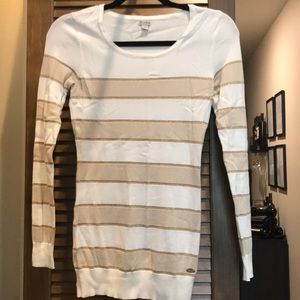 Tan and Cream Striped Sweater